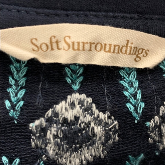 Soft Surroundings Dahlia Fair Isle Sweatshirt Blue Embroidered Beaded Sz M - Picture 4 of 10